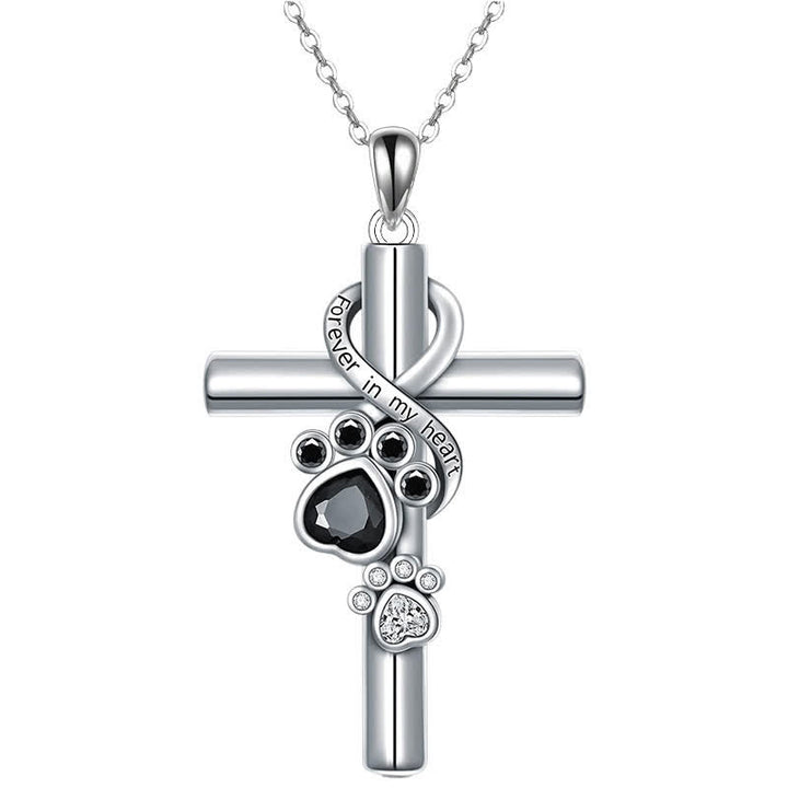 Christianartworkshop Paw Print Memorial Alloy Cross Necklace: Emblem Of Tender Heavenly Remembrance - Cross - image 0