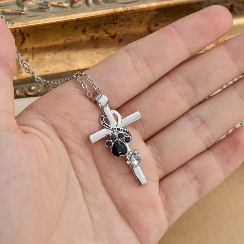 FREE Today: Paw Print Memorial Alloy Cross Necklace: Emblem Of Tender Heavenly Remembrance - image 2