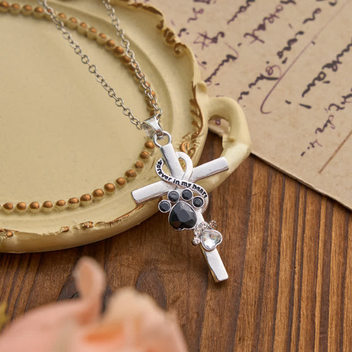 Christianartworkshop Paw Print Memorial Alloy Cross Necklace: Emblem Of Tender Heavenly Remembrance - image 3