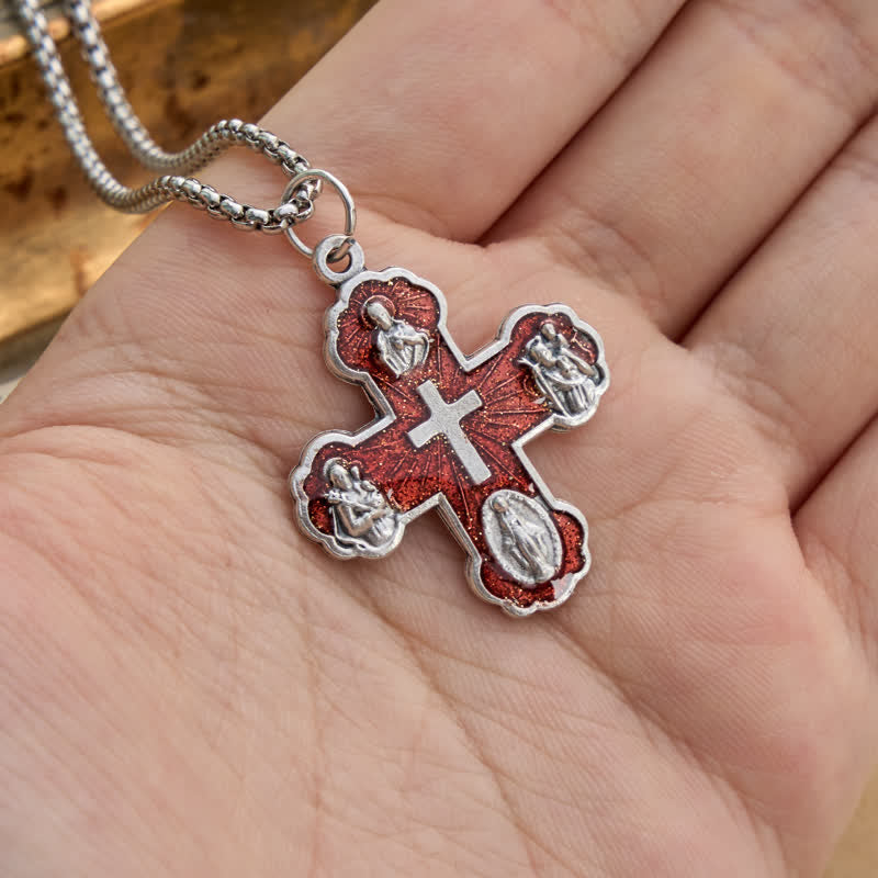 Christianartworkshop Four Sacred Portrait Cross Box‑Chain Necklace: Token Of Gentle Celestial Safeguard - image 6