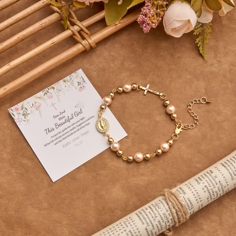 FREE Today: Pearl Bracelet With Cross Crucifix And Our Lady Charm: Sign Of Timeless Divine Grace - Our Lady & Crucifix D - image 7
