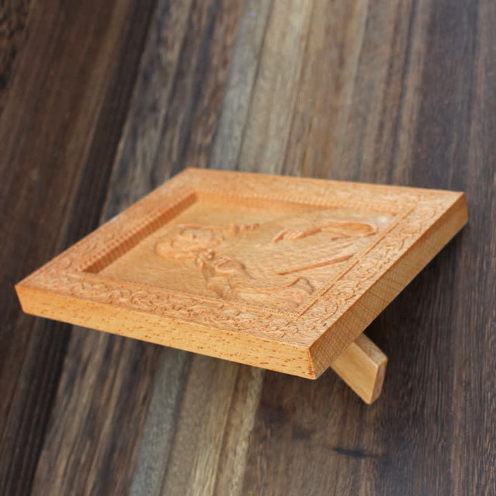 Christianartworkshop Ornate Border Beech Wood Carved Icon Of Our Lady And Jesus: Sign Of Soft Divine Solace - image 8