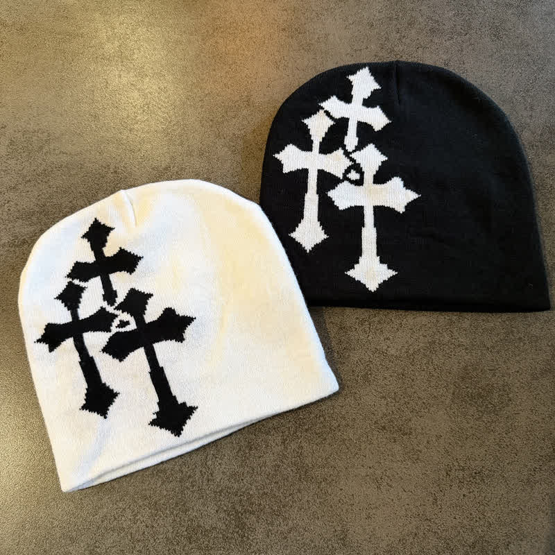 Christianartworkshop Triple Cross Jacquard Knit Beanie: Emblem of Timeless Heavenly Grace - image 5