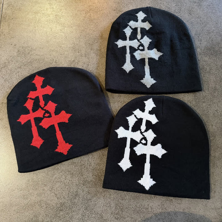 Christianartworkshop Triple Cross Jacquard Knit Beanie: Emblem of Timeless Heavenly Grace - image 4