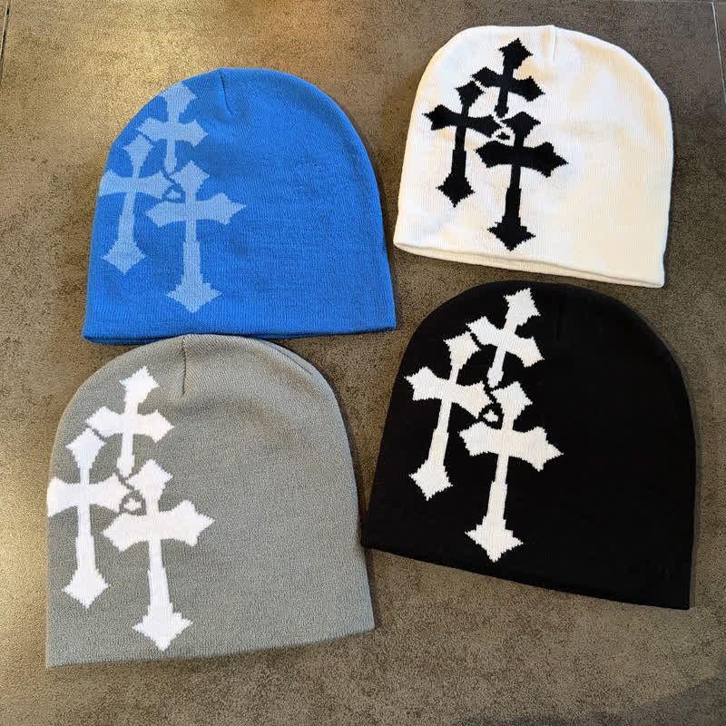Christianartworkshop Triple Cross Jacquard Knit Beanie: Emblem of Timeless Heavenly Grace - image 1