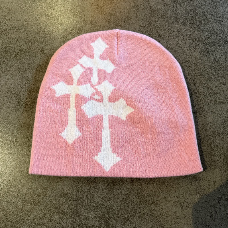 Christianartworkshop Triple Cross Jacquard Knit Beanie: Emblem of Timeless Heavenly Grace - Pink - image 10