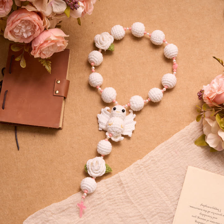 Christianartworkshop Crocheted Rosary With Our Lady & Holy Spirit: Emblem of Gentle Heavenly Tenderness - image 9