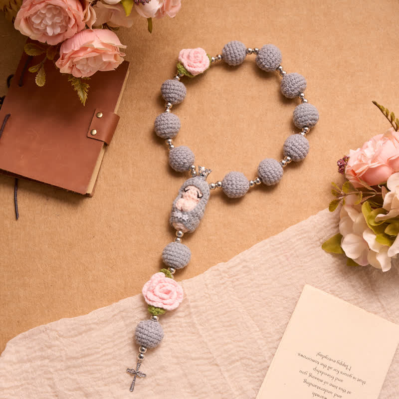 Christianartworkshop Crocheted Rosary With Our Lady & Holy Spirit: Emblem of Gentle Heavenly Tenderness - image 7
