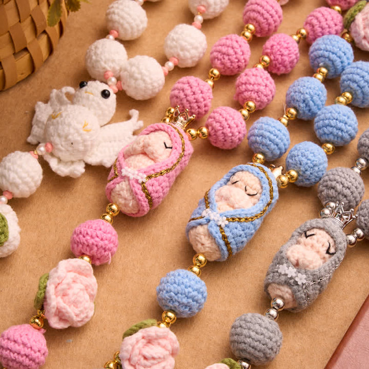 Christianartworkshop Crocheted Rosary With Our Lady & Holy Spirit: Emblem of Gentle Heavenly Tenderness - image 1