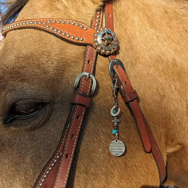 Christianartworkshop Multi‑Use Metal Keychain Horse Saddle and Bridle Charm Clip With Cross Blessing - Cross B - image 3