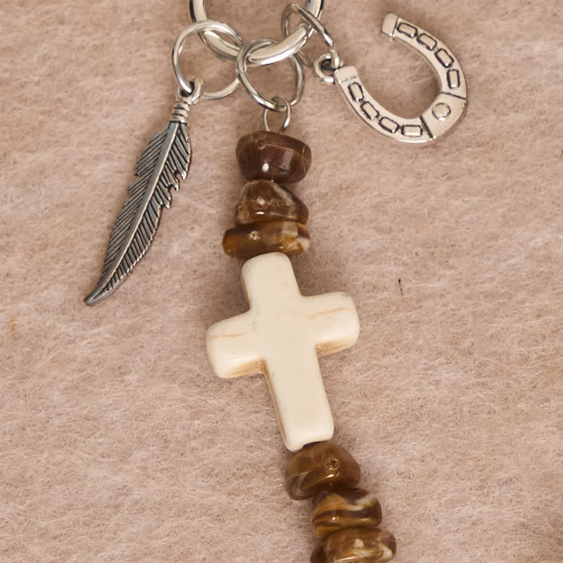 Christianartworkshop Multi‑Use Metal Keychain Horse Saddle and Bridle Charm Clip With Cross Blessing - image 7
