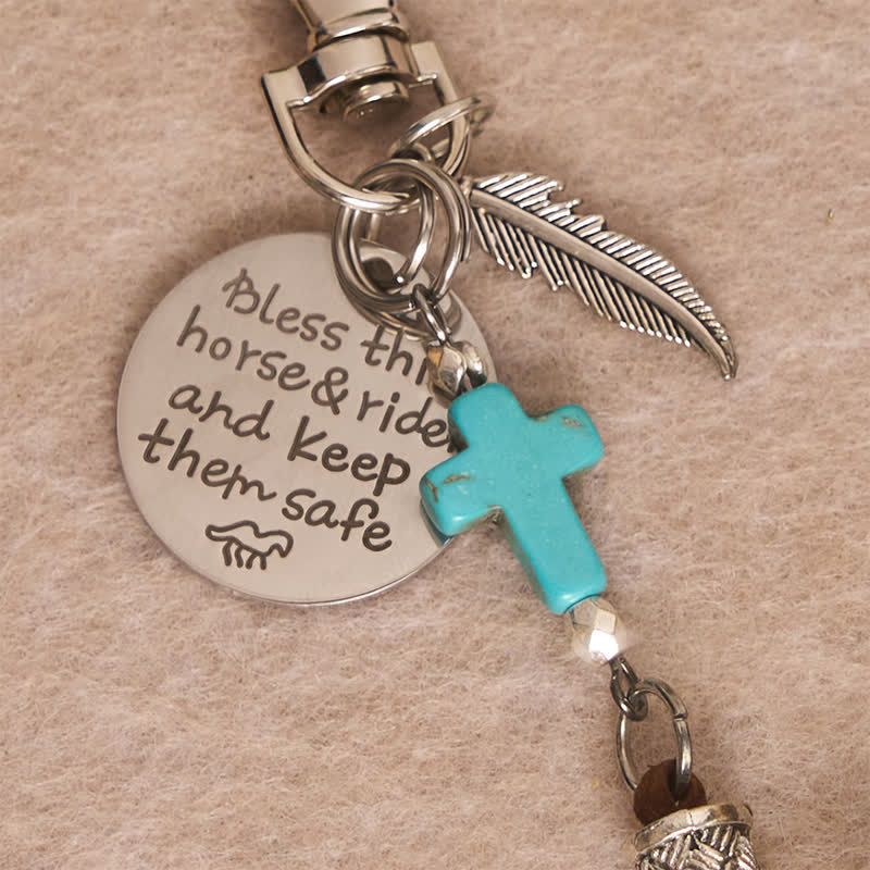 Christianartworkshop Multi‑Use Metal Keychain Horse Saddle and Bridle Charm Clip With Cross Blessing - image 14