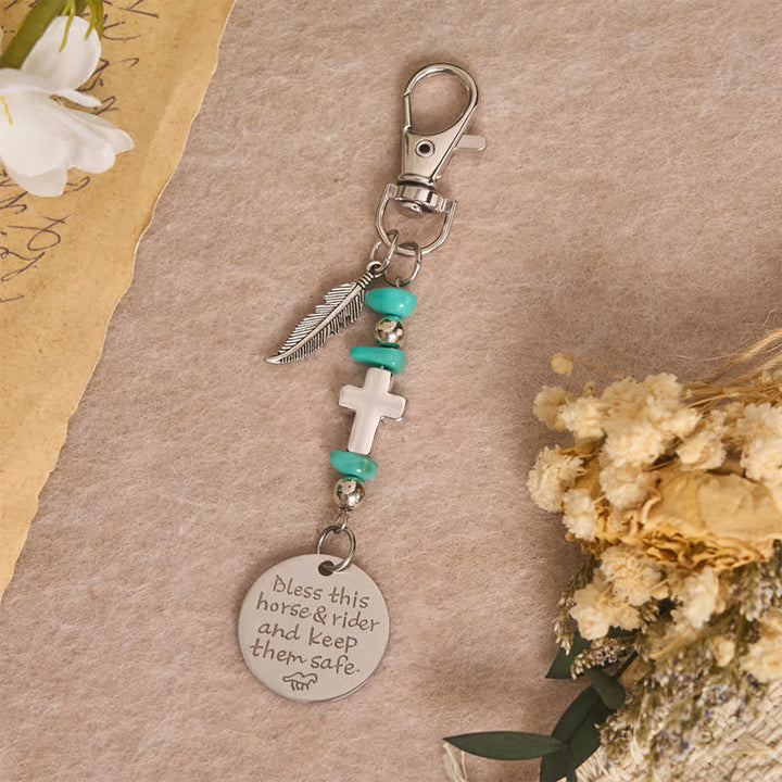 Christianartworkshop Multi‑Use Metal Keychain Horse Saddle and Bridle Charm Clip With Cross Blessing - Cross F - image 10