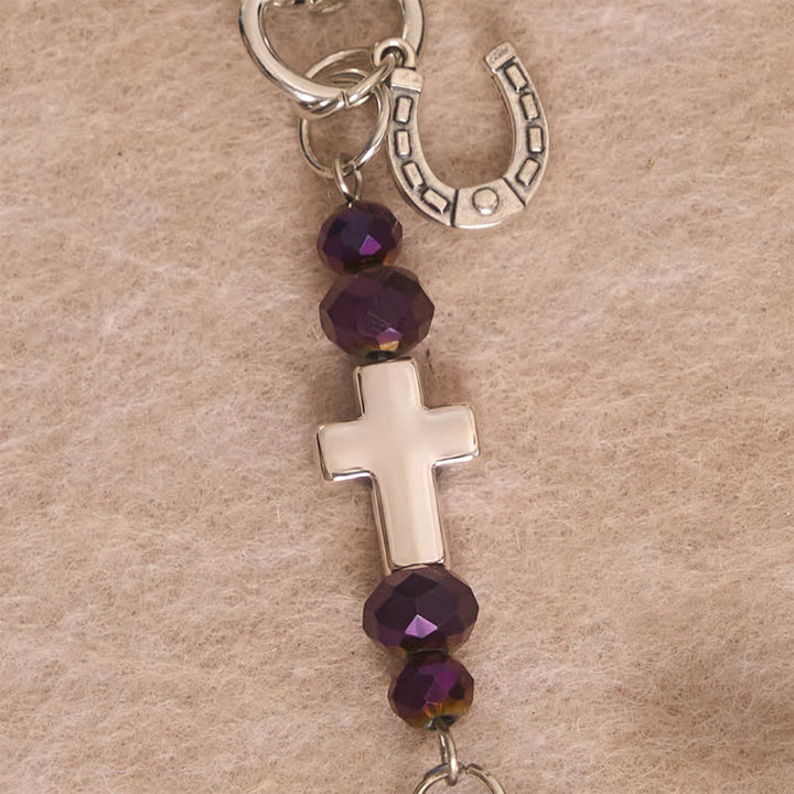 Christianartworkshop Multi‑Use Metal Keychain Horse Saddle and Bridle Charm Clip With Cross Blessing - image 9