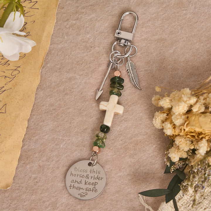 Christianartworkshop Multi‑Use Metal Keychain Horse Saddle and Bridle Charm Clip With Cross Blessing - Cross G - image 16