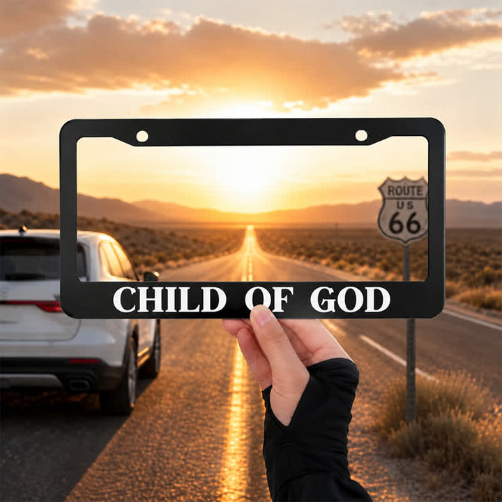 Christianartworkshop Statement‑Making “Child Of God” Car Frame: Token Of Quiet Celestial Companionship - 12.24"*6.26"*0.31"/31.1cm*15.9cm*0.8cm (Standard 6"x12" US plate size) - image 0