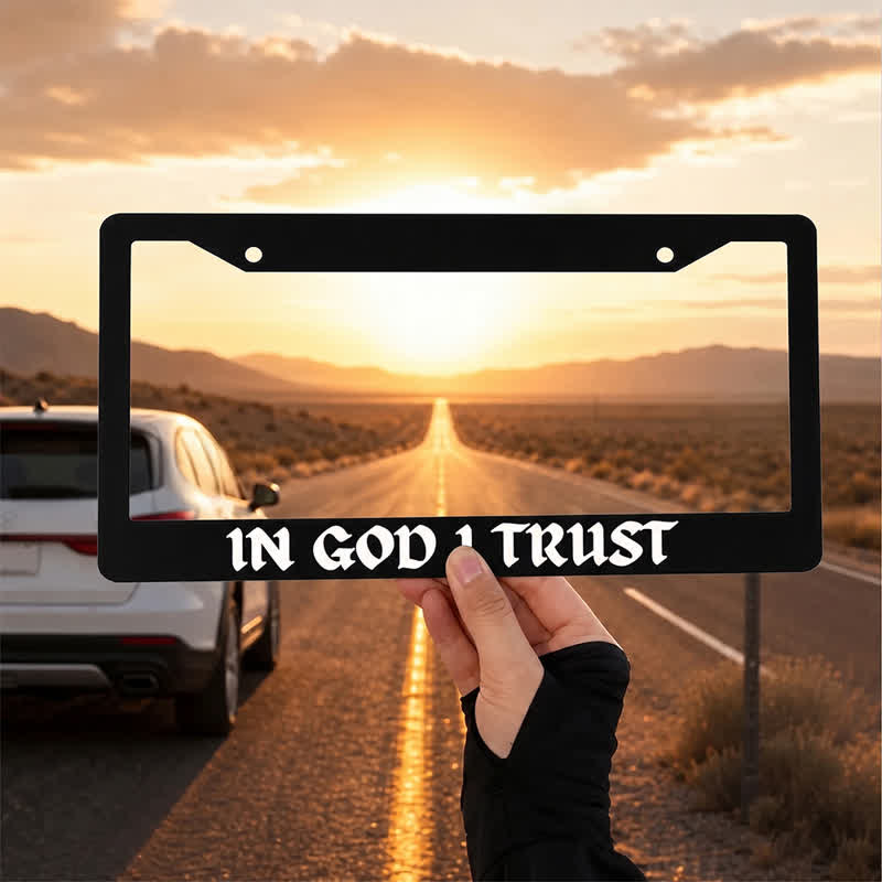 Christianartworkshop Slim Metal License Plate Frame “In God I Trust”: Sign of Heavenly Assurance - 12.24"*6.26"*0.31"/31.1cm*15.9cm*0.8cm (Standard 6"x12" US plate size) - image 0