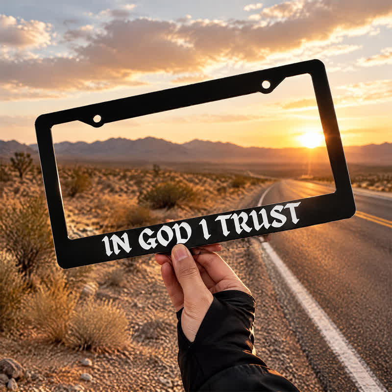 Christianartworkshop Statement‑Making “In God I Trust” Car Frame: Token Of Quiet Celestial Companionship - image 1