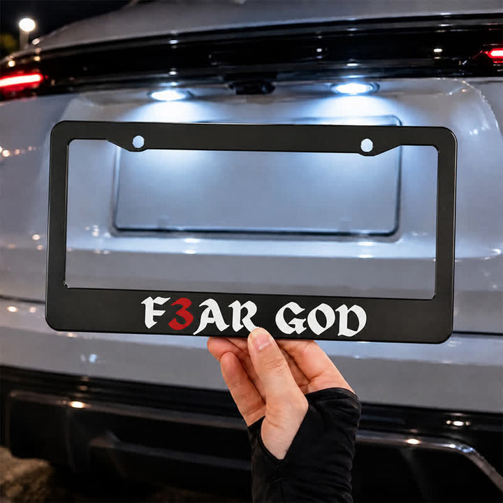 Christianartworkshop Slim Metal Car Frame With Bold “F3AR GOD” Lettering: Sign Of Timeless Divine Majesty - image 4