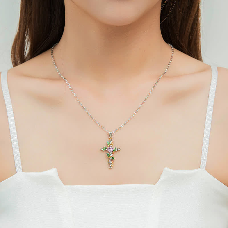 FREE Today: Nature Inspired Vine Cross Chain Necklace: Symbol of Rooted Heavenly Shelter - image 1