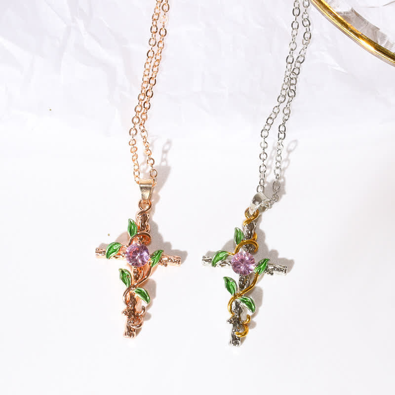 FREE Today: Nature Inspired Vine Cross Chain Necklace: Symbol of Rooted Heavenly Shelter - image 2
