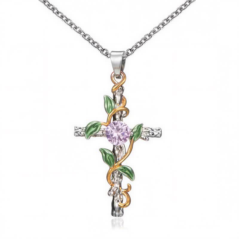 Christianartworkshop Nature Inspired Vine Cross Chain Necklace: Symbol of Rooted Heavenly Shelter - Two Tone - image 3