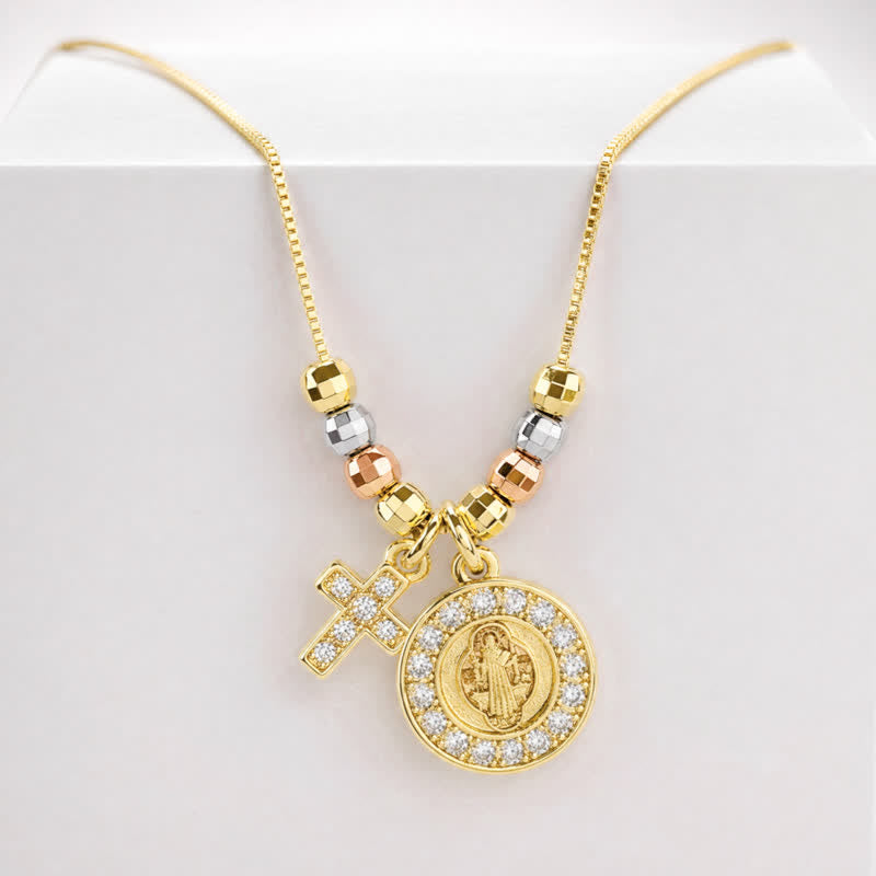 Christianartworkshop Mixed‑Bead St. Benedict Cross Pendant Necklace: Sign of Everlasting Sacred Safeguard - image 7