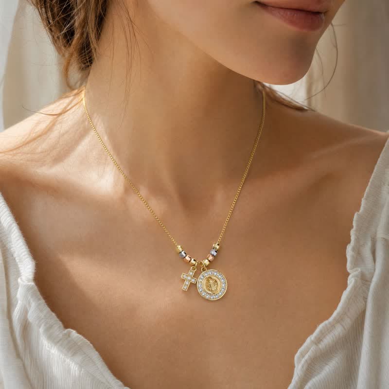 FREE Today: Mixed‑Bead St. Benedict Cross Pendant Necklace: Sign of Everlasting Sacred Safeguard - image 1