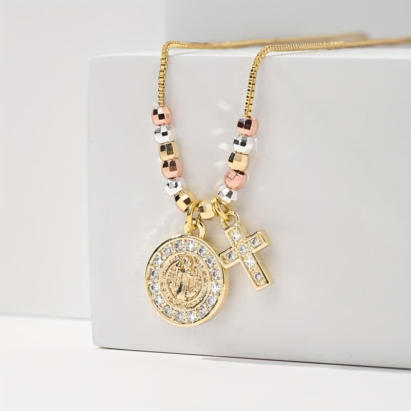 Christianartworkshop Mixed‑Bead St. Benedict Cross Pendant Necklace: Sign of Everlasting Sacred Safeguard - image 15