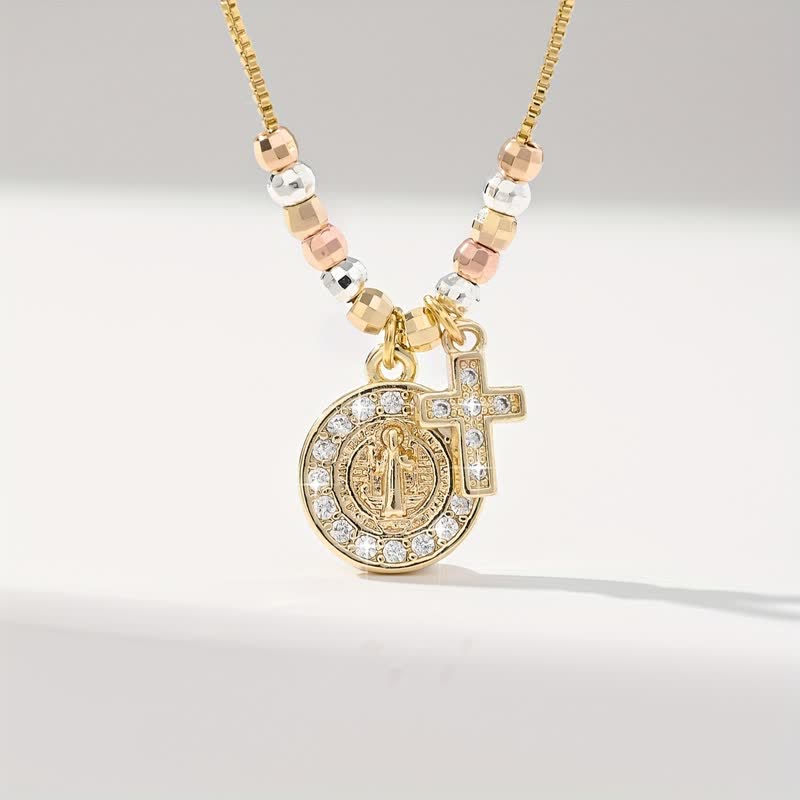 Christianartworkshop Mixed‑Bead St. Benedict Cross Pendant Necklace: Sign of Everlasting Sacred Safeguard - image 8