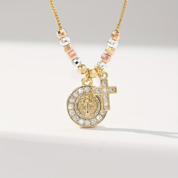 Christianartworkshop Mixed‑Bead St. Benedict Cross Pendant Necklace: Sign of Everlasting Sacred Safeguard - image 8
