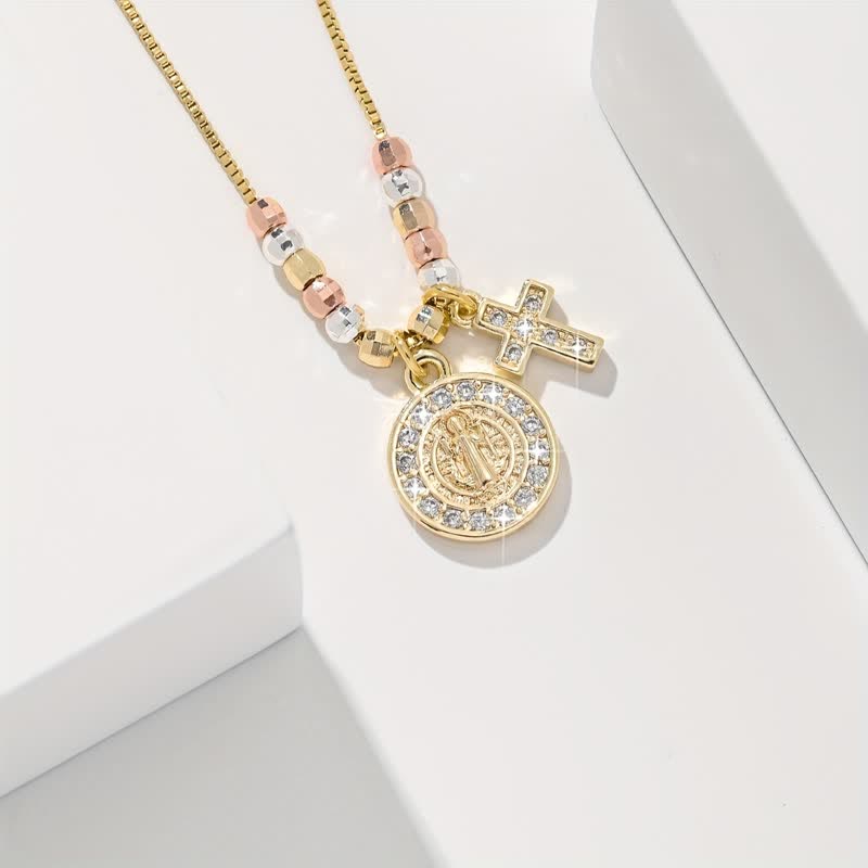 Christianartworkshop Mixed‑Bead St. Benedict Cross Pendant Necklace: Sign of Everlasting Sacred Safeguard - image 12