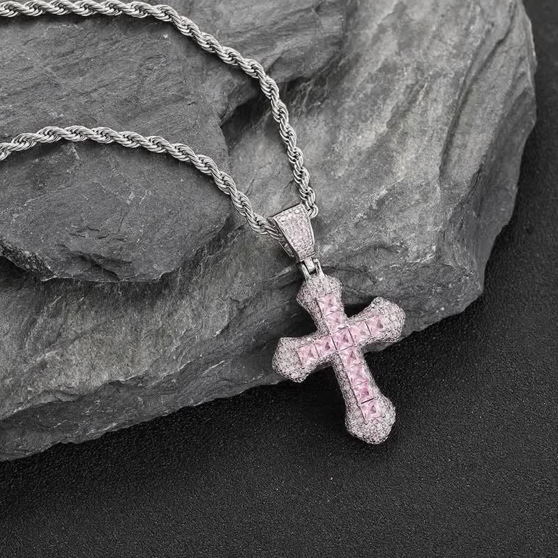 Christianartworkshop Chunky Sparkling Scalloped Cross With Rope Chain: Carrier of Bold Daily Benediction - Pink - image 9