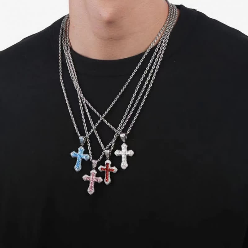 Christianartworkshop Chunky Sparkling Scalloped Cross With Rope Chain: Carrier of Bold Daily Benediction - image 2