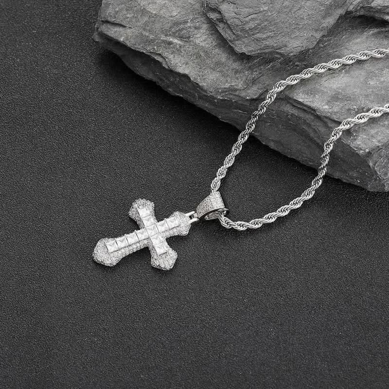 Christianartworkshop Chunky Sparkling Scalloped Cross With Rope Chain: Carrier of Bold Daily Benediction - Silver - image 7