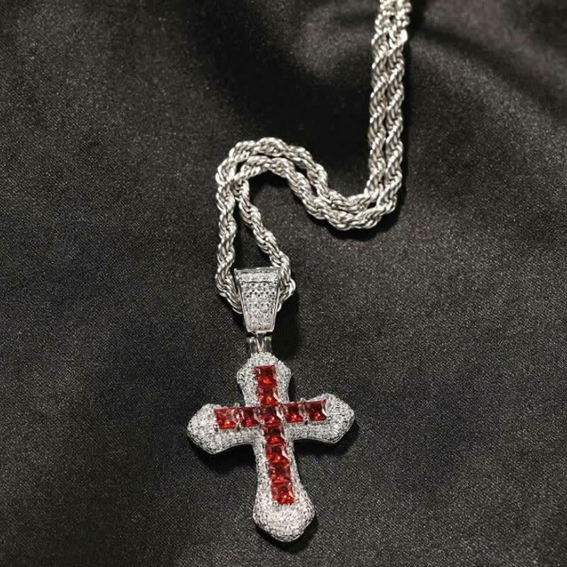 Christianartworkshop Chunky Sparkling Scalloped Cross With Rope Chain: Carrier of Bold Daily Benediction - Red - image 5