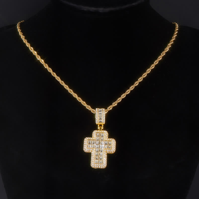 FREE Today: Encircled Square Gem Block Cross Necklace: Badge of Glorious Heavenly Fortitude - Golden - Silver - image 7