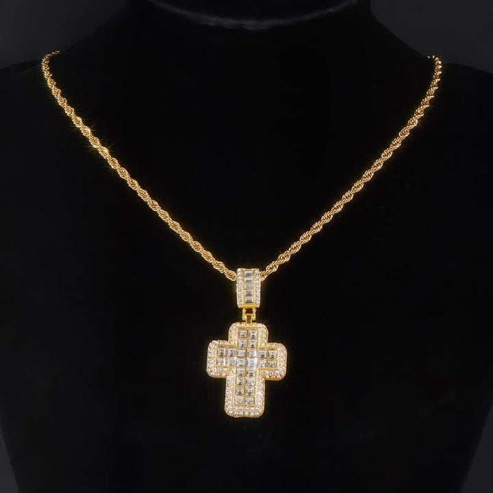 FREE Today: Encircled Square Gem Block Cross Necklace: Badge of Glorious Heavenly Fortitude - Golden - Silver - image 7