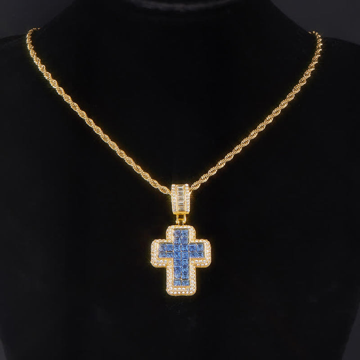 Christianartworkshop Encircled Square Gem Block Cross Necklace: Badge of Glorious Heavenly Fortitude - image 5