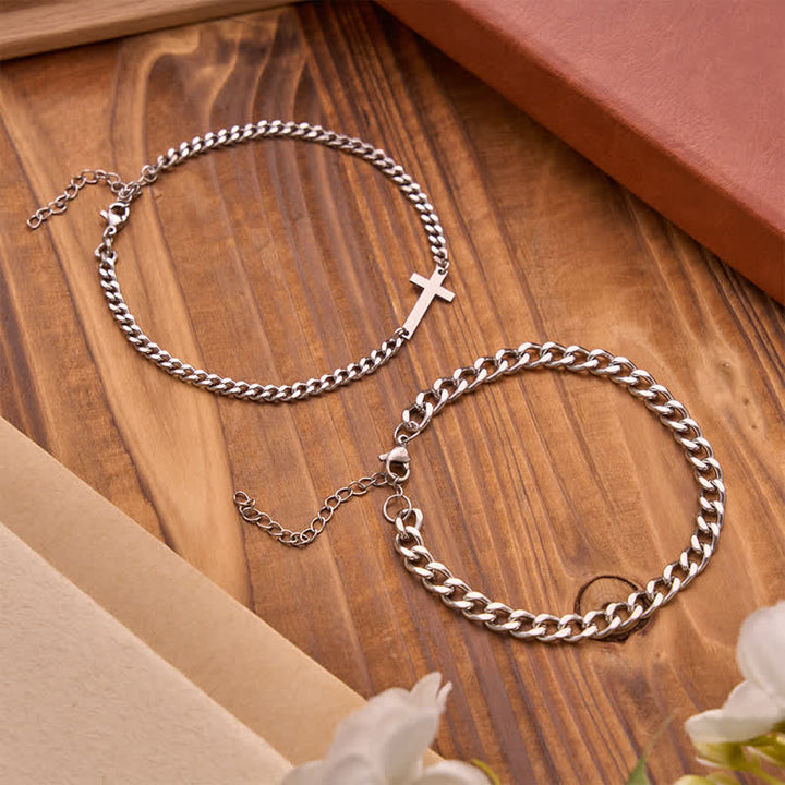 FREE Today: Sleek Flat Cross Twin Chain Bracelet Set: Symbol of Quiet Daily Divine Guidance - image 4