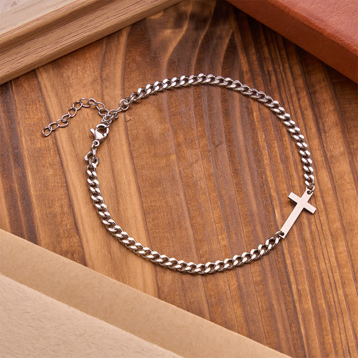 Christianartworkshop Sleek Flat Cross Twin Chain Bracelet Set: Symbol of Quiet Daily Divine Guidance - image 6