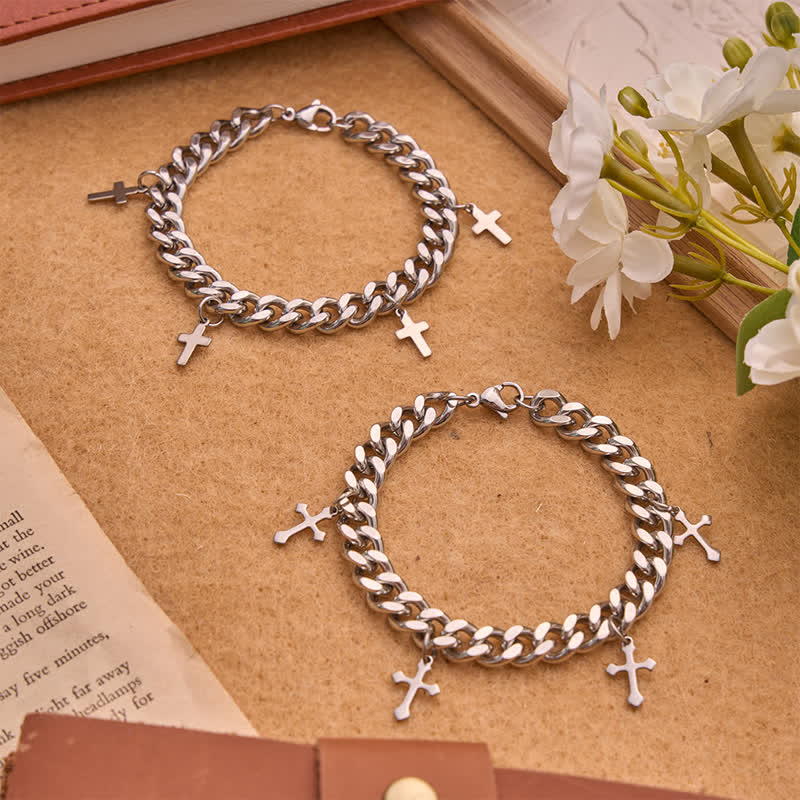 FREE Today: Smooth Chunky Cuban Multi‑Cross Bracelet: Sign of Timeless Heavenly Benevolence - image 1