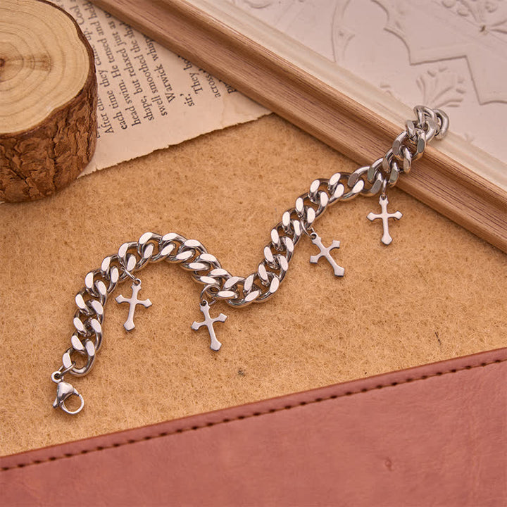 Christianartworkshop Smooth Chunky Cuban Multi‑Cross Bracelet: Sign of Timeless Heavenly Benevolence - image 4
