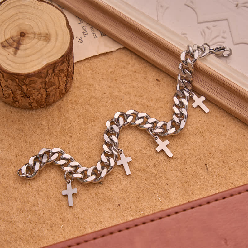 Christianartworkshop Smooth Chunky Cuban Multi‑Cross Bracelet: Sign of Timeless Heavenly Benevolence - image 6
