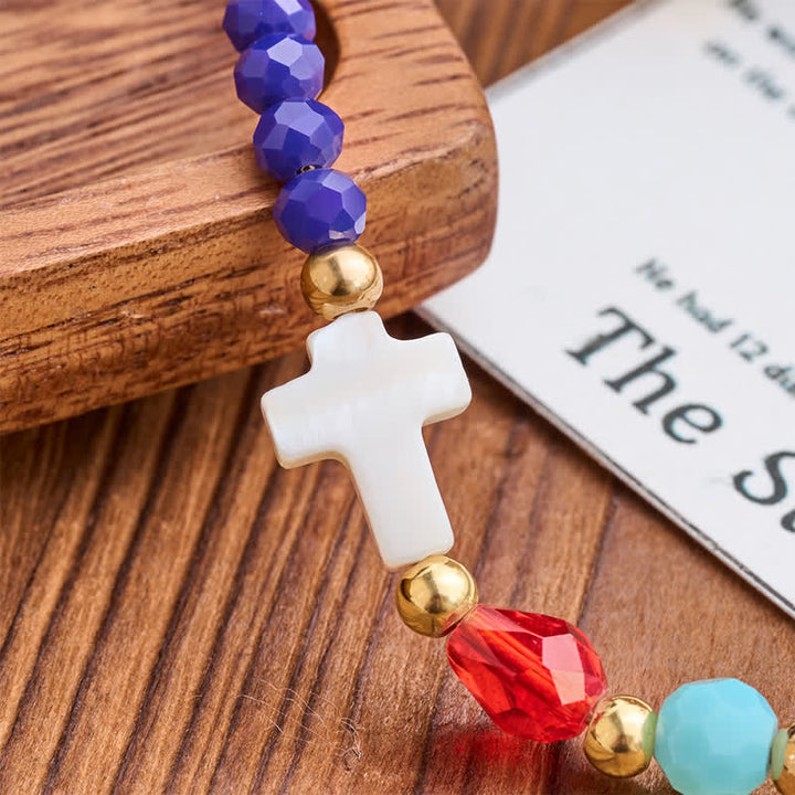 Christianartworkshop Scripture Narrative Beaded Cross Bracelet: Carrier of Soft Heavenly Providence - image 4