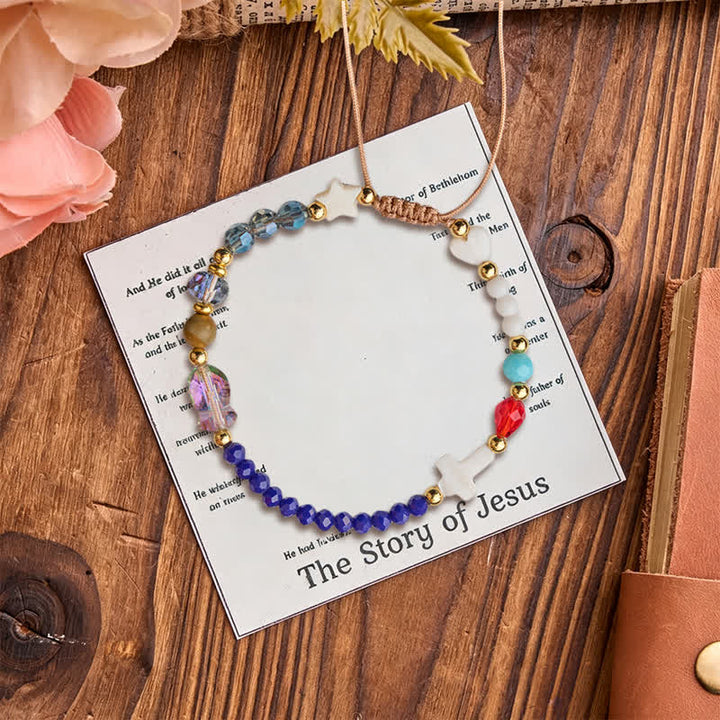Christianartworkshop Scripture Narrative Beaded Cross Bracelet: Carrier of Soft Heavenly Providence - Cross(With Card) - image 0