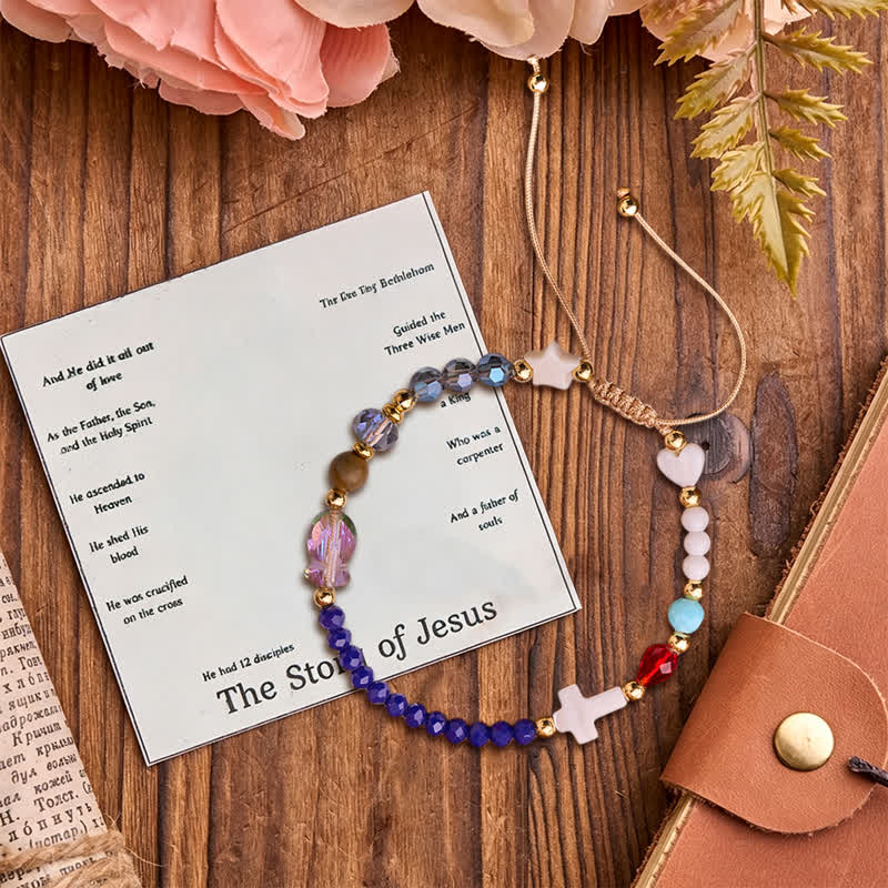 Christianartworkshop Scripture Narrative Beaded Cross Bracelet: Carrier of Soft Heavenly Providence - image 1