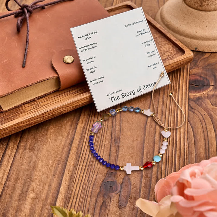 Christianartworkshop Scripture Narrative Beaded Cross Bracelet: Carrier of Soft Heavenly Providence - image 2