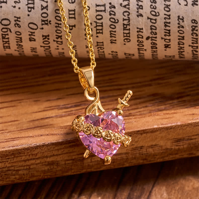Christianartworkshop Thorn & Cross Sacred Heart Gold-Tone Necklace: Symbol of Quiet Divine Tenderness - Pink - image 4