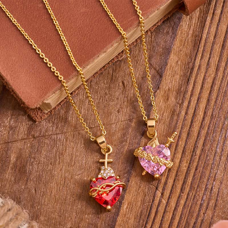 Christianartworkshop Thorn & Cross Sacred Heart Gold-Tone Necklace: Symbol of Quiet Divine Tenderness - image 1